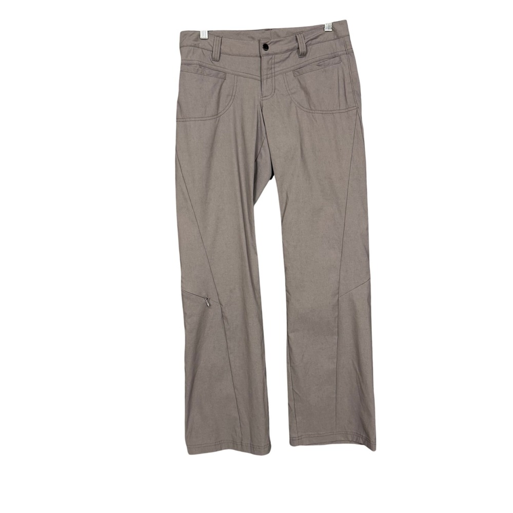 Athleta Hiking Pants Womens 4 Taupe Brown Cargo Straight Nylon Stretch Outdoor